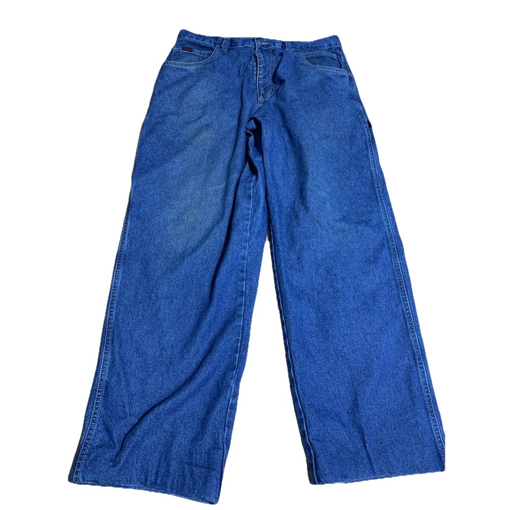 Vtg FUBU The Collection Carpenter Jeans Mens‎ 36x34 Blue Baggy Denim Cargo Y2K